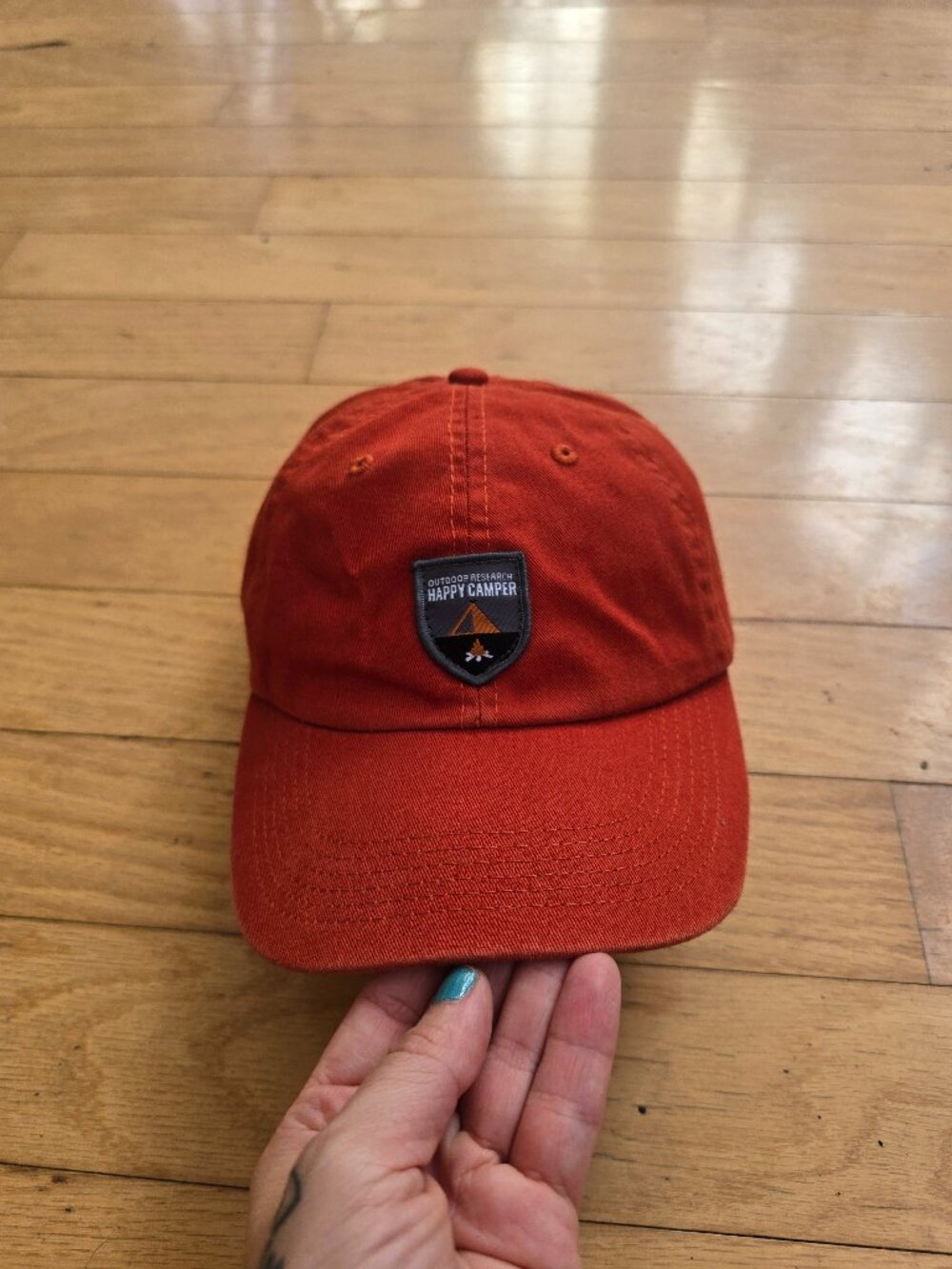 Outdoor Research Happy Camper Rust Orange Adjustable Strapback Dad Hat Cap MEN L